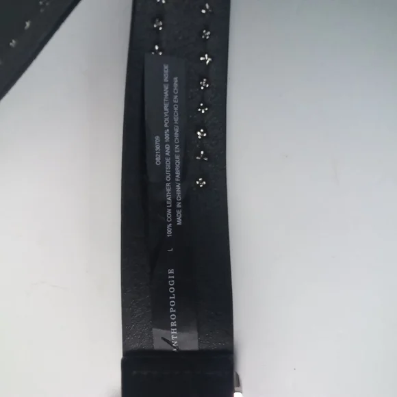Anthropologie Rhinestone Studded Black Leather Belt Silver Accents Western NWOT - Picture 8 of 10